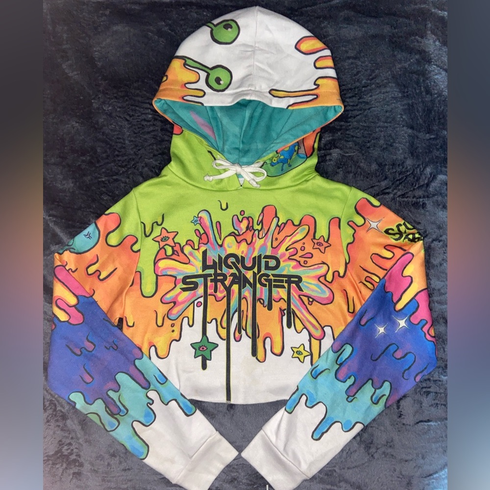 Liquid stranger crop top hoodie